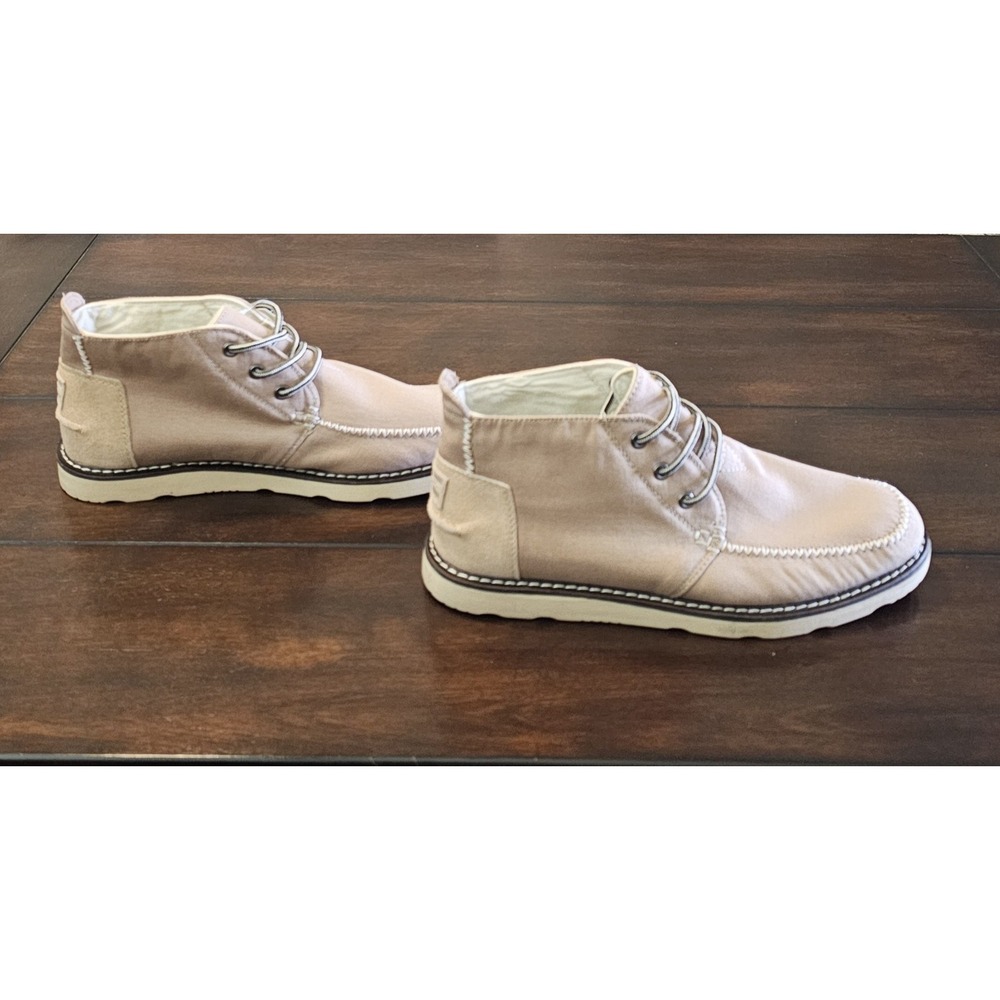 Toms Chukka Twill Lace Up Boots Men's Size 11 Tan Sesame Cotton Canvas